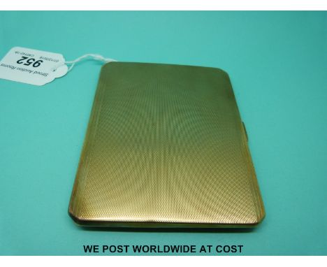 A 9ct gold engine turned cigarette case, B'ham 1936 maker WN Ltd (129g)