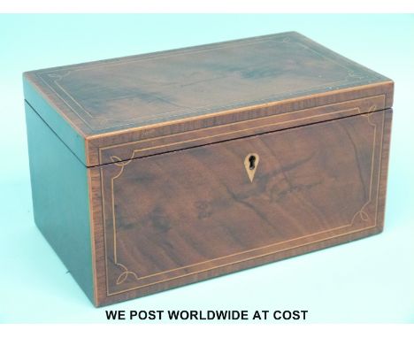 A Georgian mahogany inlaid two division tea caddy (W22xD13xH12cm)