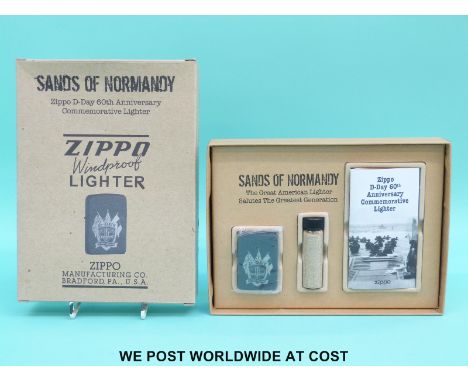 Zippo Sands of Normandy D-Day 60th Anniversary lighter set, in original box