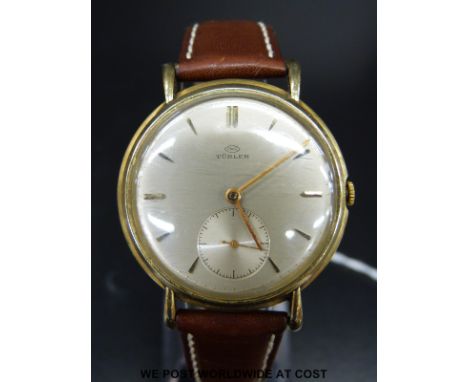 International Watch Company (IWC) for Turler, 18ct gold gentleman's wristwatch with subsidiary seconds dial, gold hands and b