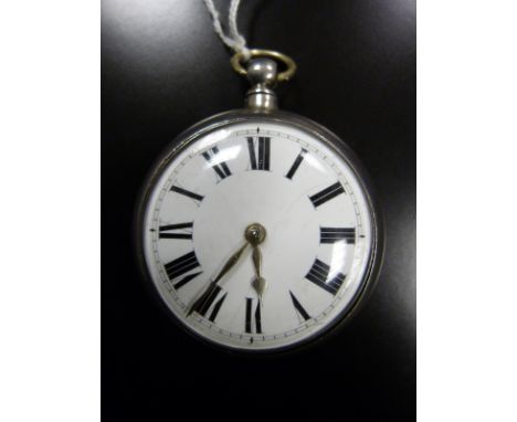 Nosredna St Andrews hallmarked silver pair cased key winding pocket watch with Roman numerals and gold hands on a white ename