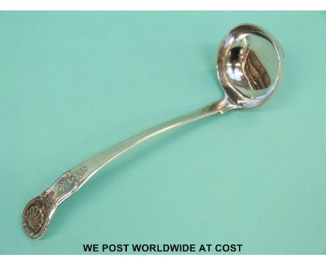 A Georgian Scottish hallmarked silver Kings pattern sauce ladle, length 16cm, Edinburgh 1828 maker James & Walter Marshall (3