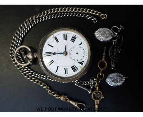 "Patent Lever" continental silver cased pocket watch, No. 174239 compensation balance to movement back plate, together with c