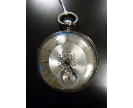 Silver gentleman's fusee pocket watch, the keywind movement no.6532, the engine turned self coloured dial with Roman numerals