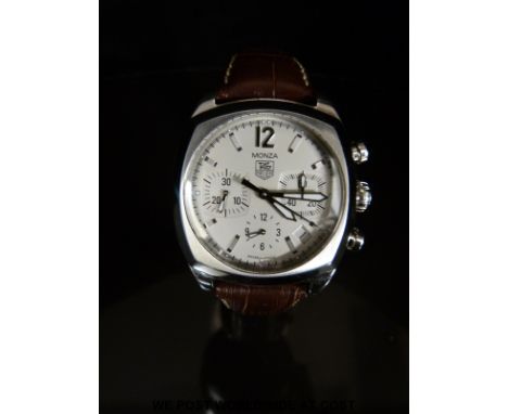 Tag Heuer Monza gentleman's automatic chronograph wristwatch with, date aperture, luminous hands and two tone baton markers, 