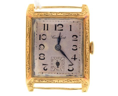 A CORTEBERT 18CT GOLD RECTANGULAR WRISTWATCH, 24MM X 32MM, SWISS CONTROL MARKS Condition report  &nbsp;Light wear consistent 