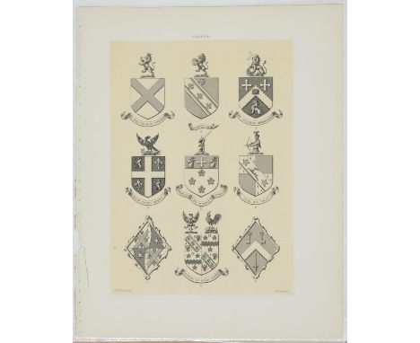 A QUANTITY OF VICTORIAN LITHOGRAPH ILLUSTRATIONS OF COATS OF ARMS, 31 X 24CM Condition report  &nbsp;Good condition