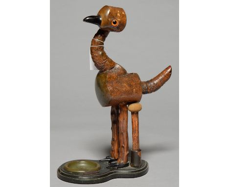 SMOKING PARAPHERNALIA. A 'YZ' WOOD AND HORN NUT BIRD SMOKER?S COMPANION, POSSIBLY FOR ALFRED DUNHILL LTD., C1925-30, OF SEVER