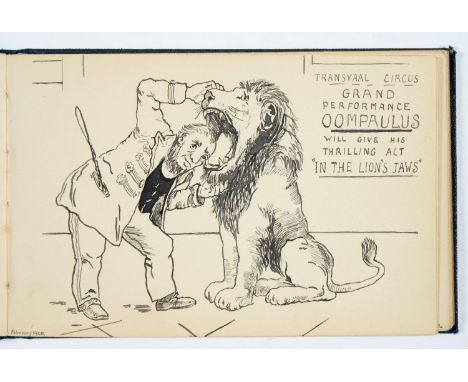 AFTER LOUIS WAIN AND OTHER ILLUSTRATORS - ALBUM OF DRAWINGS OF COMICAL CATS AND CARICATURES, THIRTY FOUR, DATED JANUARY 1900-