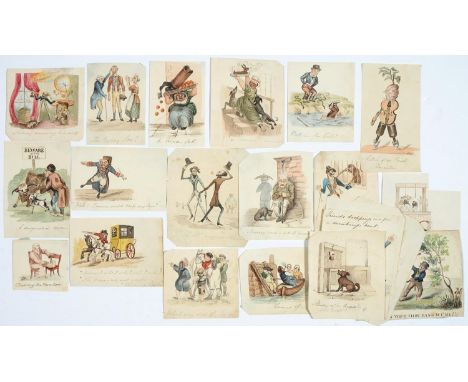 ENGLISH SCHOOL, 19TH C-HUMOROUS&nbsp; SUBJECTS, TWENTY TWO, SEVERAL SIGNED WITH INITIALS G W, ALL INSCRIBED, WATERCOLOUR, VAR