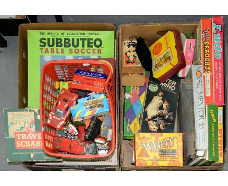 MISCELLANEOUS BOARD AND OTHER GAMES INCLUDING SUBBUTEO, TABLE SOCCER AND MOUSE TRAP, VARIOUS MATCHBOX AND OTHER CARS ETC Cond