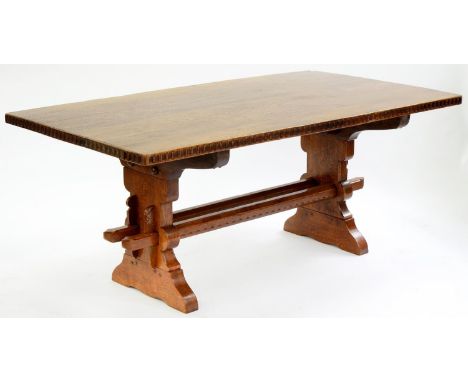 AN ANTIQUE STYLE OAK REFECTORY TABLE, 76CM H;&nbsp; 97 X 181CM Condition report  &nbsp;Some very light surface scratches but 