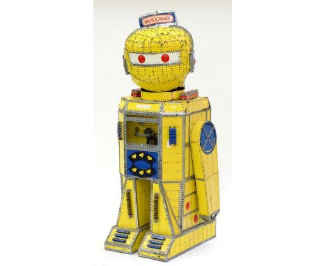 AN UNUSUAL MECCANO TRADE SHOW MODEL ROBOT, C1970S, BATTERY POWERED, 135CM H Condition report  &nbsp;Paint chipped in places, 