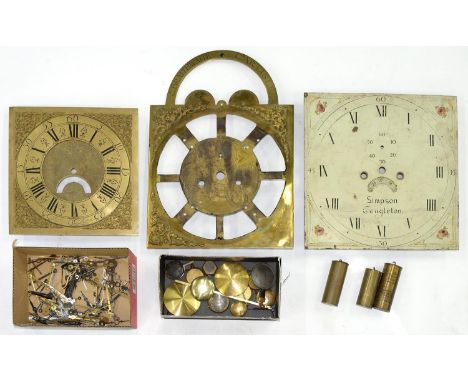 THREE ENGLISH LONGCASE CLOCK DIALS BY PHILLIPS OF LOSCOE, BRAITHWAITE OF CARLISLE AND SIMPSON OF CONGLETON, VARIOUS SIZES, FO