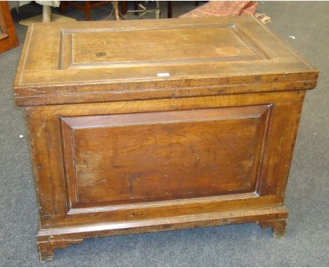 A George III/IV oak coffer of architectural panel form, 99cm wide
