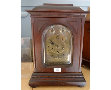 An early 20th century Junghans triple train bracket clock. with strike/silent and advance/retard indicators to the silvered d
