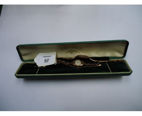 A lady's 9ct gold Rotary wristwatch, with cord style bracelet, together with another lady's 9ct gold wristwatch with open lin