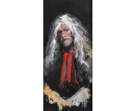 Robert Oscar Lenkiewicz (1941-2002) British. Self Portrait of the Artist, Oil on Artist's Board, 11.5" x 5.75".