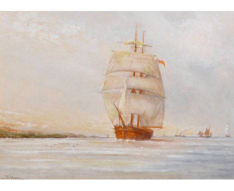 G... K... Hore (19th Century) British. 'In Full Sail", Watercolour, Signed, 5" x 7".