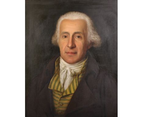 18th Century English School. Portrait of Francois Dorat, Dressed in a Brown Coat, with a Yellow and Green Striped Waistcoat, 