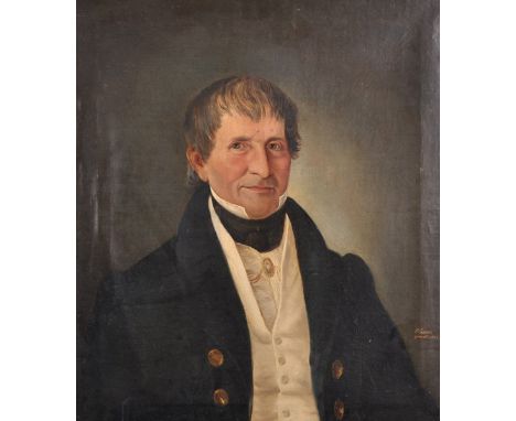 L... Carolo (19th Century) German. Portrait of a Man, Oil on Canvas, Indistinctly Signed, Inscribed 'Gemalt' and Dated 1832, 