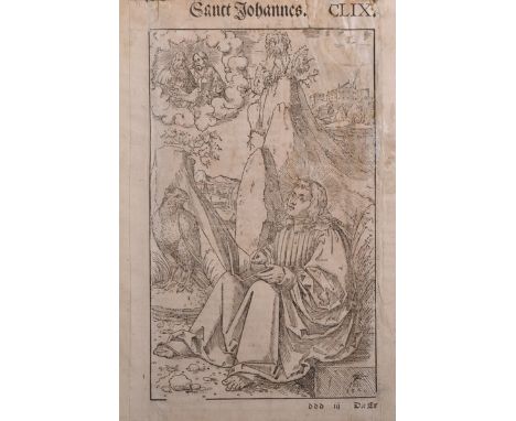 Lucas Cranach (1515-1586) German. "Der hl. Johannes in der Landschaft", Circa 1542, German Lutheran, Woodcut, 10.25" x 6.25".