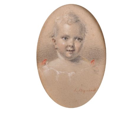 E... Beyerhaus (19th Century) German. Portrait of a Young Child, Watercolour and Pencil, Signed, Oval, 7" x 5", and another b