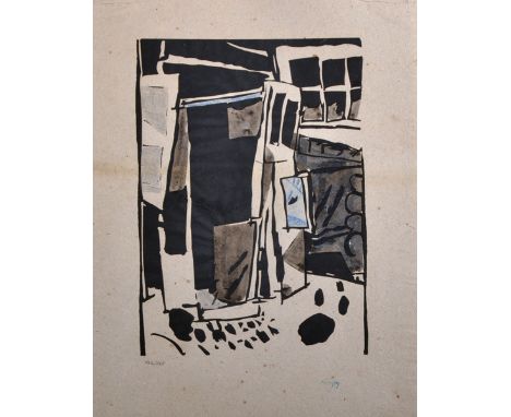 Jean Pougny (1892-1956) Russian. 'L'Atelier (1914-1920), Lithograph and Blue Crayon, Stamped and numbered 146/165, Unframed, 