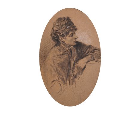 19th Century English School. Portrait of a Lady, Wearing a Bonnet, Chalk, Oval, 11.25" x 7.5", and another by the same hand, 