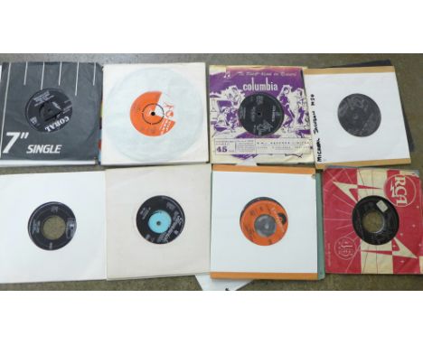 A box of 7" singles including Rod Stewart, (Shake), The Who, The Pretty Things, The Crests 