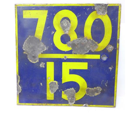 An enamel railway sign, 26cm square 