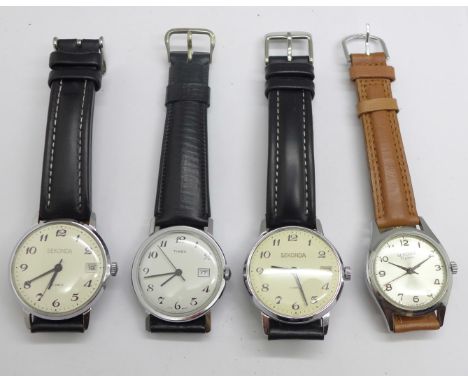 Three Sekonda wristwatches and a Timex wristwatch 