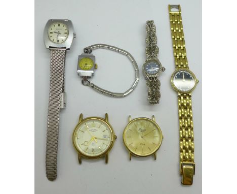 Four Rotary wristwatches and two Everite wristwatches 