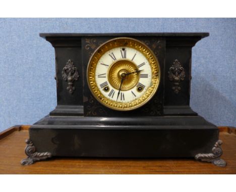 A 19th Century American Ansonia cast iron mantel clock