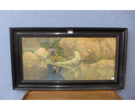 A Robert Wesley print of a Native American, framed