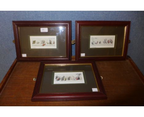 A set of three Boris O'Klein prints, framed
