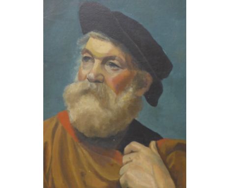 French School, portrait of a man, oil on board, 41 x 32cms, framed