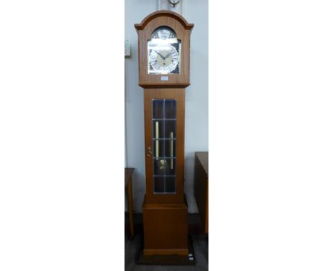 A Danish teak Vallo dwarf longcase clock, with German Westminster chime movement