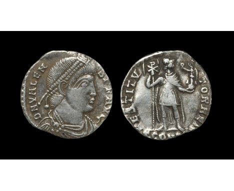 364-367 AD. Arles mint. Obv: DN VALEN-S PF AVG legend with pearl-diademed, draped, cuirassed bust right. Rev: RESTITV-TOR REI