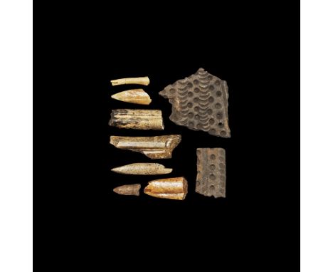 Neolithic, 5th-3rd millennium BC. Group comprising: three bone awls; three larger bone implements and a bird leg bone showing