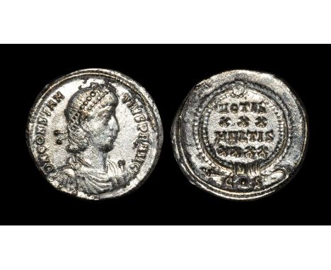 351-355 AD. Constantinople mint. Obv: DN CONSTANTIVS PF AVG legend with pearl-diademed, draped and cuirassed bust right. Rev: