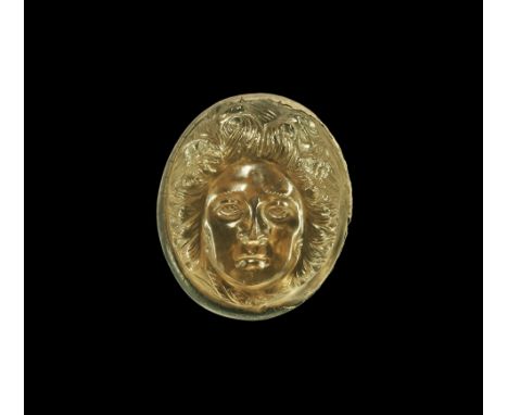 2nd-1st century BC. A large oval cameo of smoky quartz displaying the head of the Gorgon Medusa in high relief studied by Pro