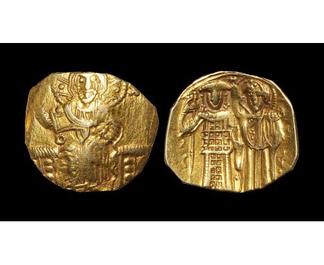 1246 AD. Magnesia mint. Obv: IC-XC legend across upper fields, Christ, nimbate, seated facing on backless throne, holding boo