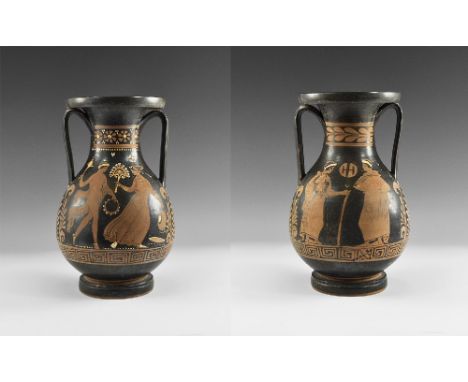 4th century BC. A large ceramic vessel with two open handles vertical on their lateral aspects and even at the side with the 