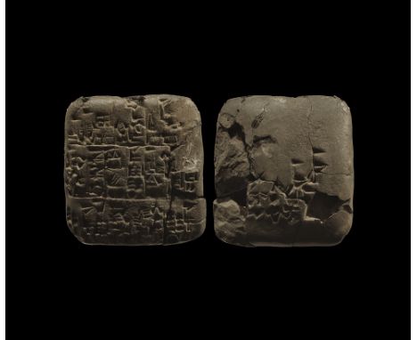 Early Dynastic IIIb, 2500-2334 BC. A ceramic pillow-shaped cuneiform tablet with an administrative account of sheep to both b