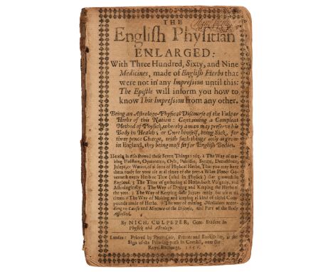 Culpeper (Nicholas). The English Physitian Enlarged: With Three Hundred, Fixty, and Nine Medicines, made of English Herbs tha
