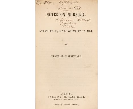 Nightingale (Florence). Notes on Nursing: What it is, and what it is not, 1st edition, 2nd issue, London: Harrison, [1860], h