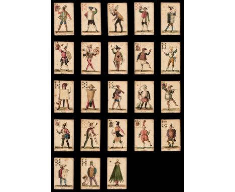 * French playing cards. Comic tradesman pack, France: unknown maker, circa 1820, 23 (of 32, without: J hearts; K, J spades; Q