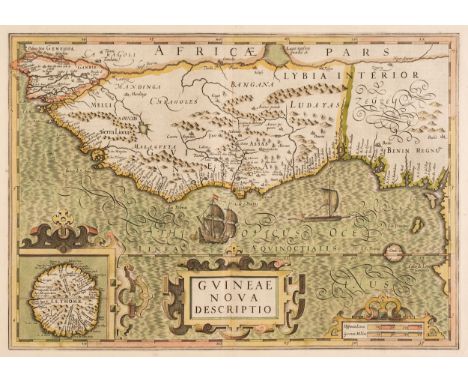 West Africa &amp; Guinea. Mercator (Gerard &amp; Hondius Jodocus), Guineae nova Descriptio, [1606-36], engraved map with cont