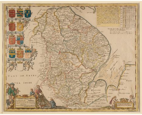 * Lincolnshire. Sutton Nicholls (engraver), A New Mapp of Lincoln Shire with the Post &amp; Cross Roads &amp; other remarks, 